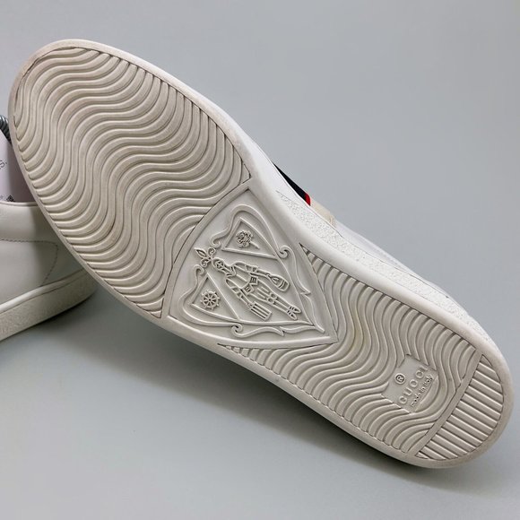 GUCCI Ace Stripe low top sneaker white leather 8 G 8.5 US 42 EUR 523469 - Picture 12 of 14